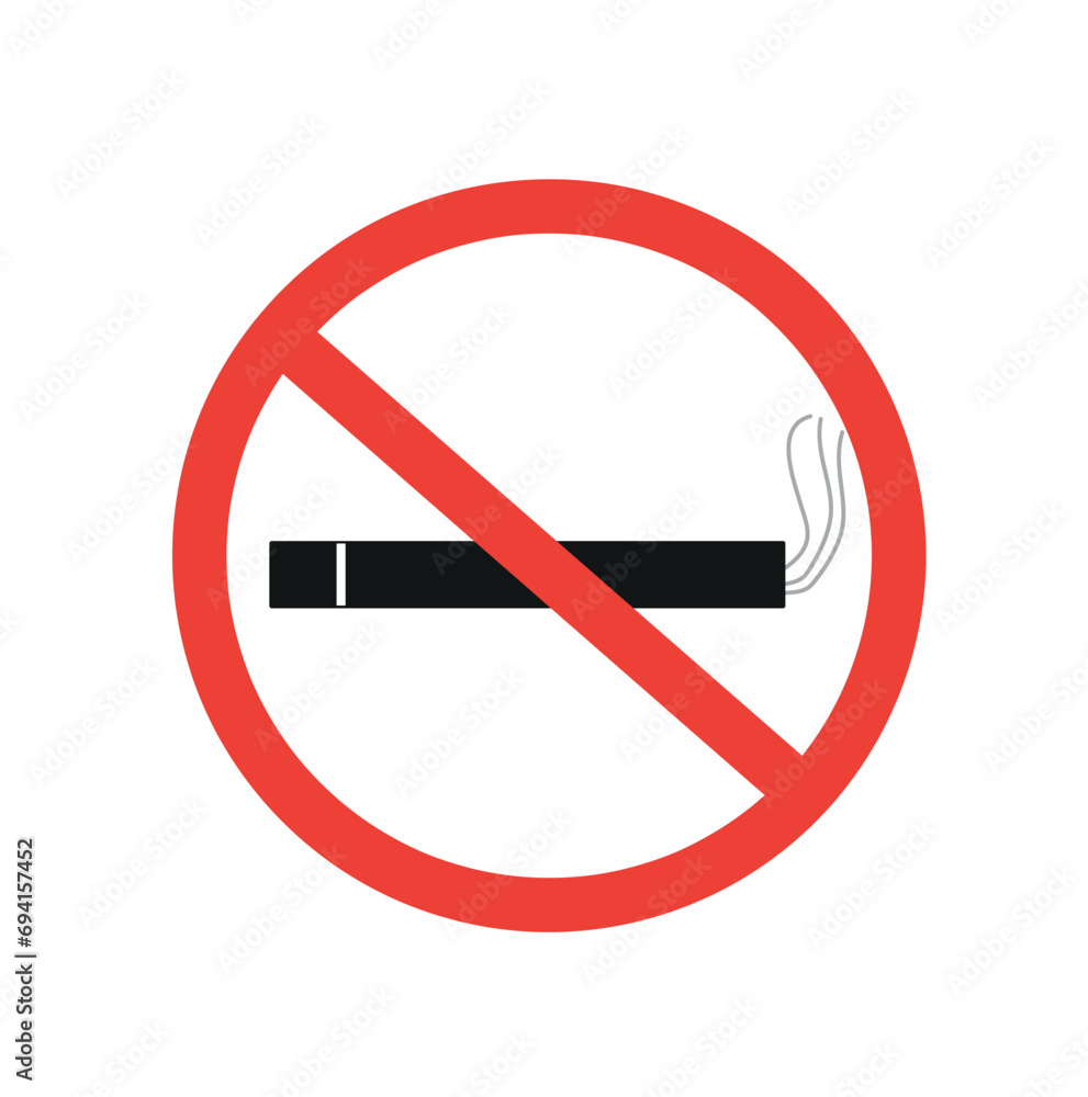 prohibition sign no smoking, flat vector illustration isolated on white background prohibition sign no smoking, flat vector illustration isolated on white background
