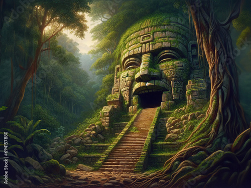 Ancient Mayan Temple In The Jungle photo