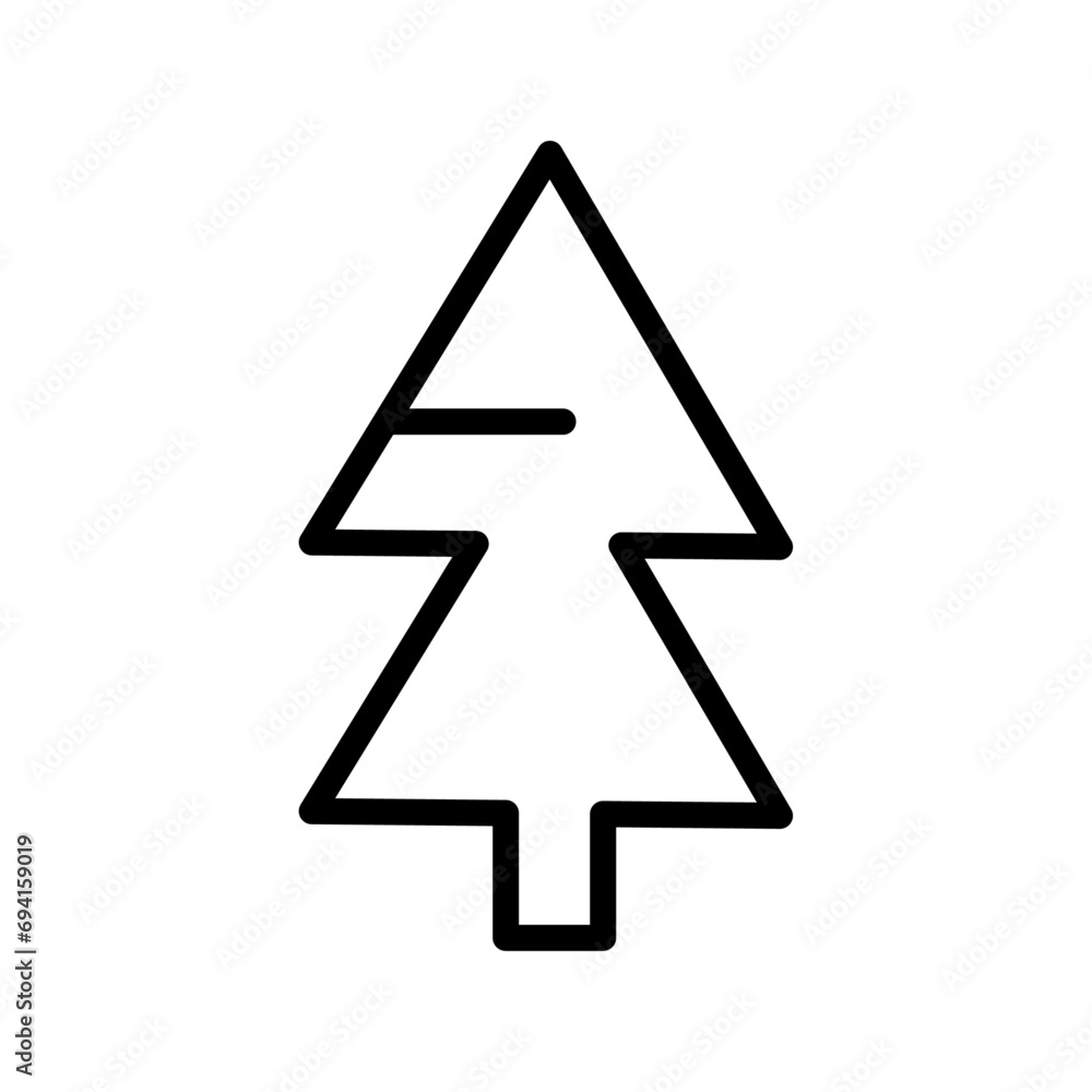 Simple vector outline icon of Christmas tree or spruce isolated on white background Simple vector outline icon of Christmas tree or spruce isolated on white background