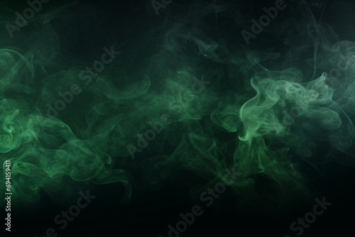 Dark Green Smoke on Black Background. A Haunting Image of Mystery and Menace