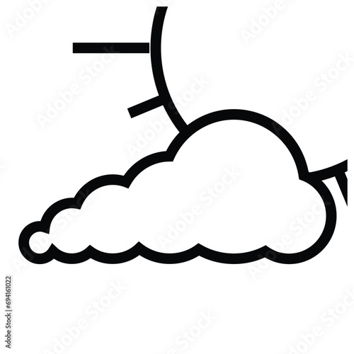 Sun and cloud weather icon vector illustration. Flat design style eps 10. Coloring book element for landscape illustration with clouds and sun. line style