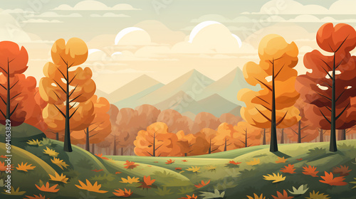 Autumn outdoor natural scenery cartoon illustration background 