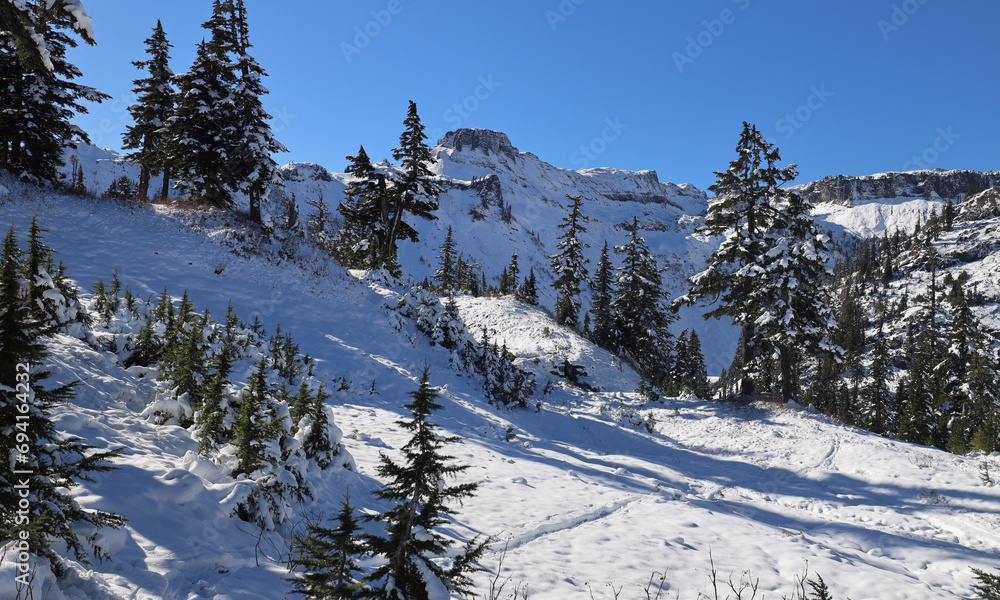 First snow on Mount Baker in November