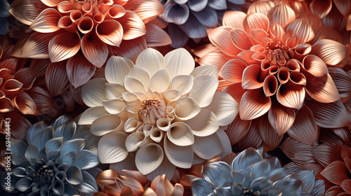 Blooming metallic flowers.