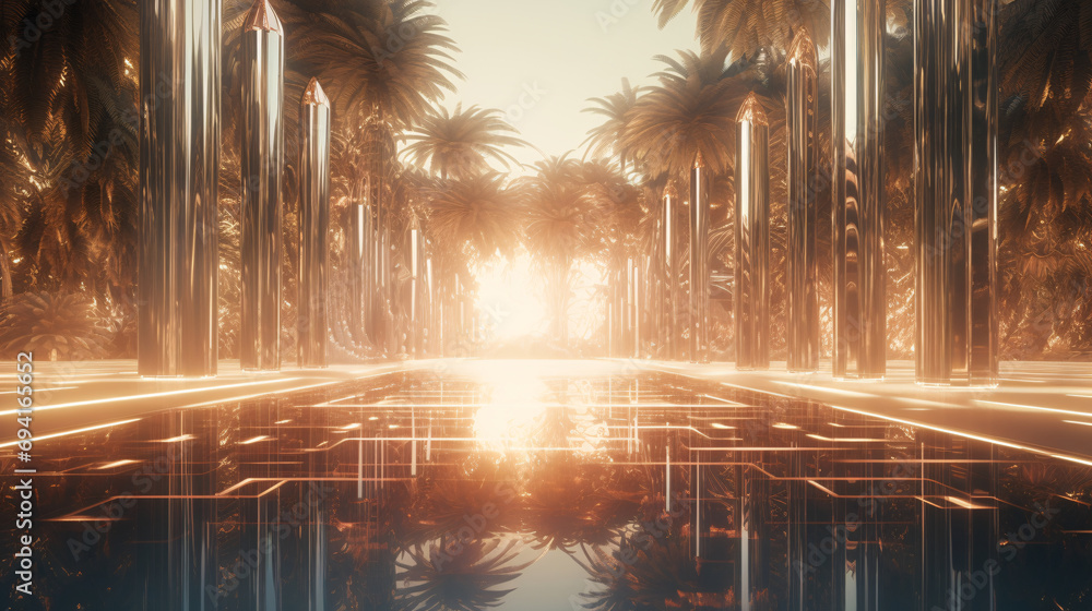 Naklejka premium Shimmering reflections in an oasis.