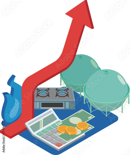 都市ガス料金値上げのイメージイラスト