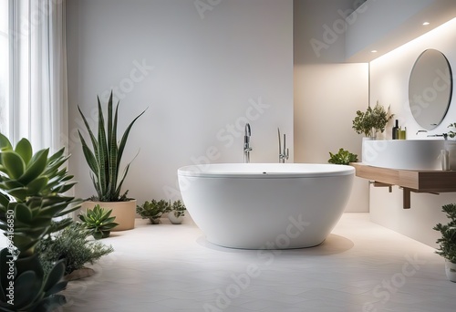 Blur background interior design, minimalist white bathroom with succulent garden, hotel, spa stock photoBathroom, Backgrounds, Domestic Bathroom, Defocused, Blurred Motion