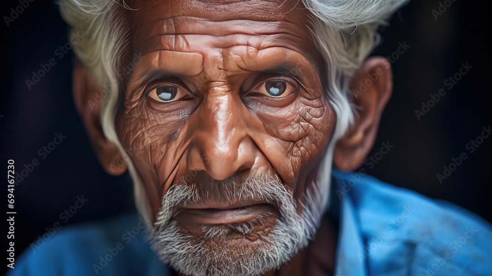 Portrait of an indian man with wrinkled skin Portrait of an indian man with wrinkled skin