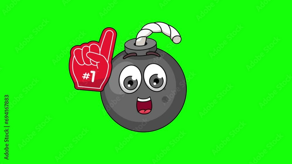 number 1 fan bomb cartoon emoticon, looping animation number 1 fan bomb cartoon emoticon, looping animation