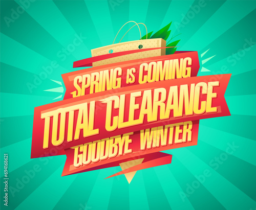 Spring is coming poster design, good bye winter, total clearance banner