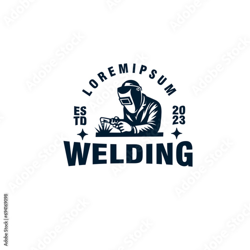 welding mechanic vintage logo design vector template illustration