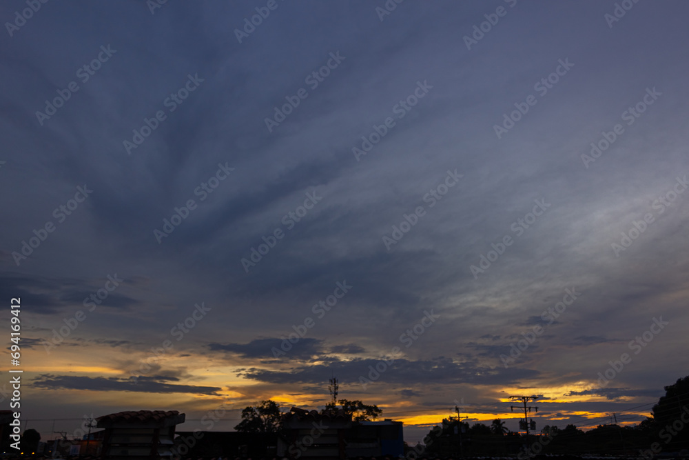 Beautiful sky with clouds at sunset background.Sky with clouds at sunset.