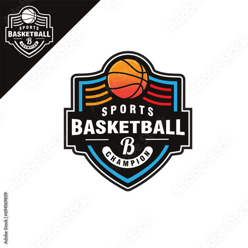 basketball sports badge emblem logo design vector template