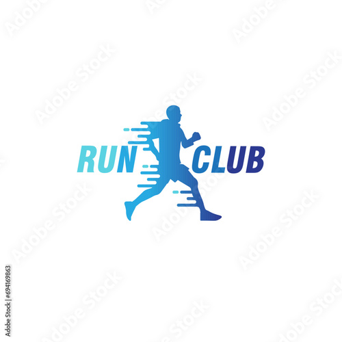 running man silhouette logo design vector template
