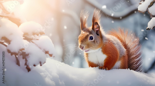 Squirrel or other wildlife foraging in the snow