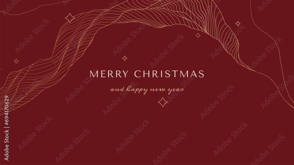 Dark red line art Christmas and Happy New Year background Dark red line art Christmas and Happy New Year background