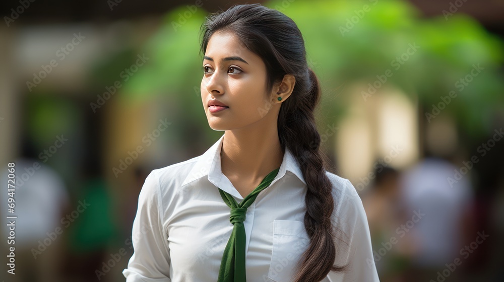 Asian woman student wearing a white shirt ,young and intelligent-looking Indian Asian woman student wearing a white shirt ,young and intelligent-looking Indian