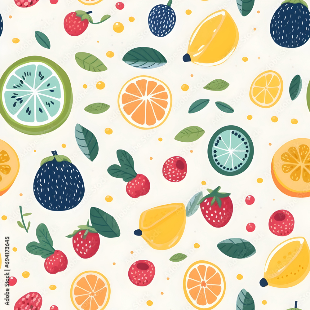 seamless pattern with fruits, flat fruit on kitchen table illustratio print boho style seamless pattern with fruits, flat fruit on kitchen table illustratio print boho style