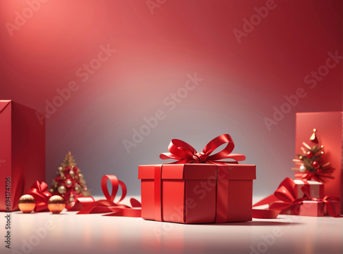 background with red gift boxes