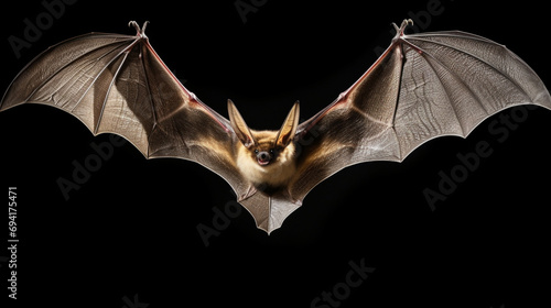 Bat in flight. Wing flap. Isolated transparent background. 