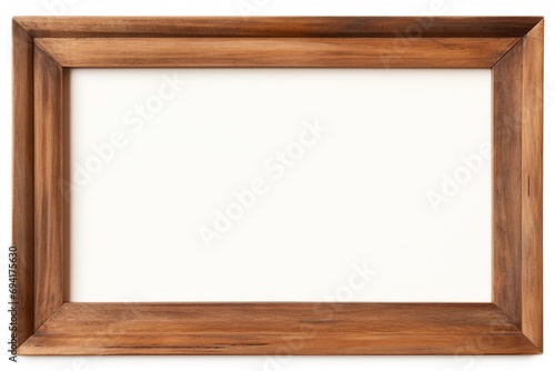 Walnut Wooden horizontal blank photo frame with empty space isolated on white background, landscape frame mock up.