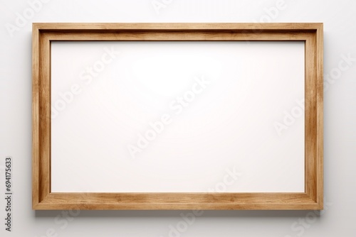 Modern oak solid wood picture frame isolated on white background, light colored  Wooden horizontal blank photo frame with empty space isolated on white background, landscape frame mock up. © JW Studio