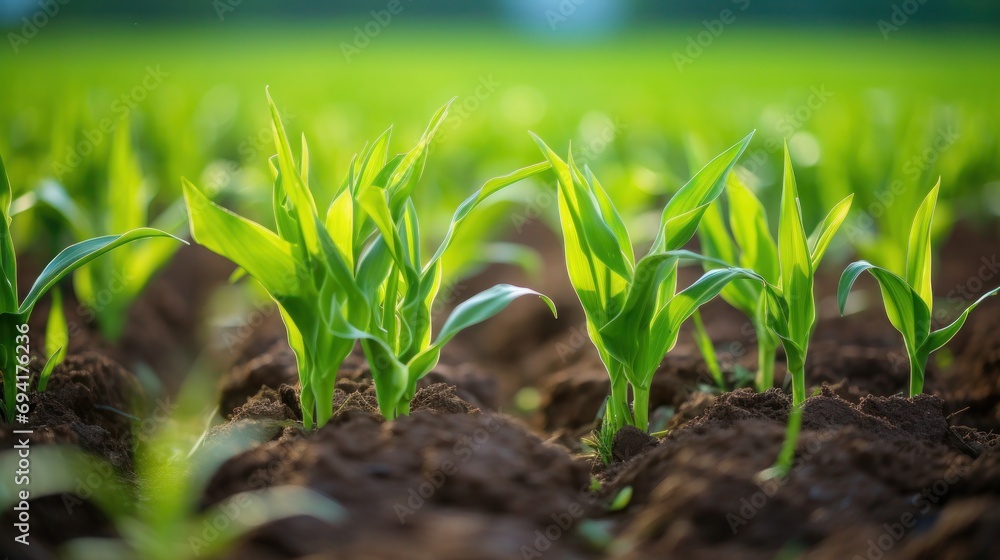 young corn with sunlight background.generative ai young corn with sunlight background.generative ai