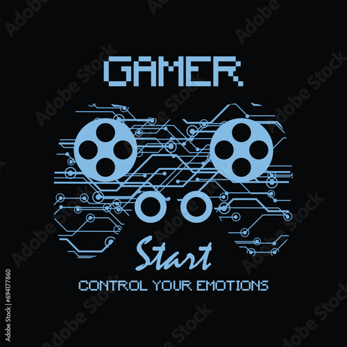 Game stylish t-shirt and apparel abstract design. Vector print, typography, poster