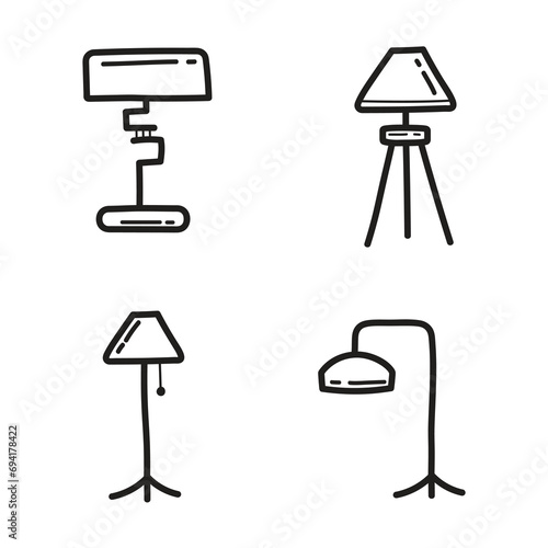 Modern set of Lamps doodle design photo