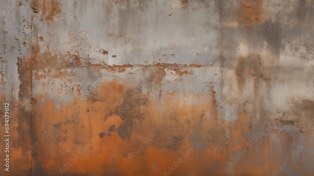 weathered metal, this image highlights a detailed pattern of rust and corrosion. With a mix of orange hues against a faded background, it evokes a sense of the passage of time, metal endurance