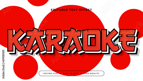 Karaoke red and white 3d editable text effect - font style. Japan japanese text effect