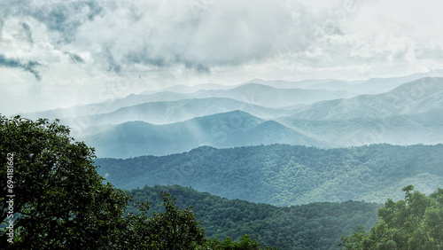 Spectacular view in Great Smoky Mountains National Park. Clingmans Dome. Tennessee. Blue Ridge Mountains, North Carolina. Appalachian trails. Hiking. Good views. Asheville. West Virginia.
