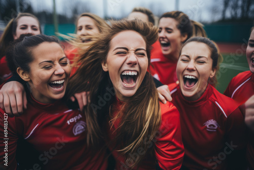 women's soccer team Happy to win the football match © sirisakboakaew