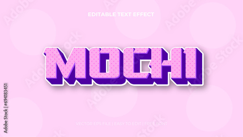 Purple violet and pink mochi 3d editable text effect - font style. Japan japanese text effect