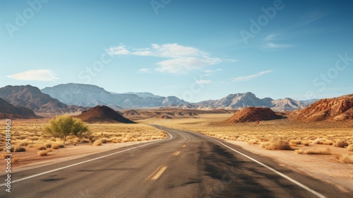 Road Winding along empty roads through a barren desert landscape.