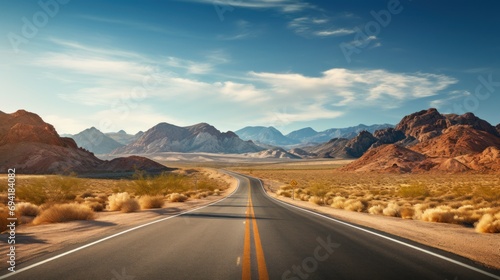 Road Winding along empty roads through a barren desert landscape.