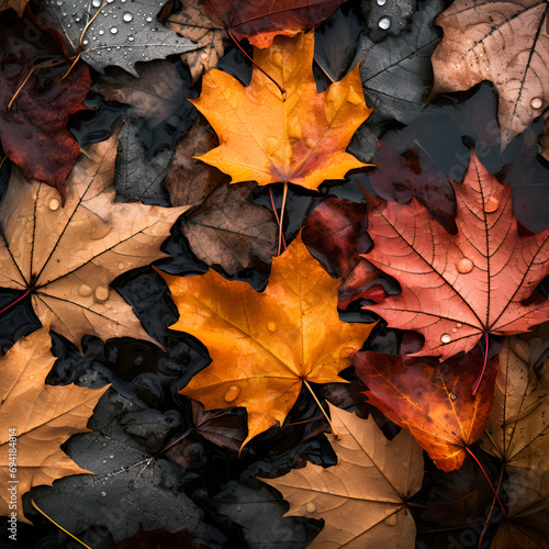 Autumn leaves lying on the floor