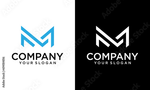 Creative FM letter logo design on luxury background. MF monogram initials letter logo concept. FM icon design. MF elegant and Professional white color letter icon design on black background. photo