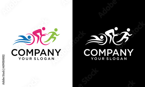 Creative Sports logo, a set of athletes of different sports disciplines. Group of low poly vector sportsmen