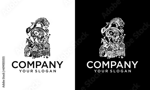 Creative black skull pirates. Concepts with skulls. Vector illustraiton