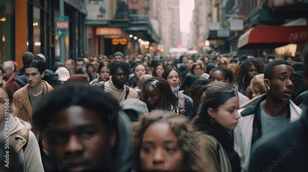 Crowd of people on the street on a weekday Crowd of people on the street on a weekday