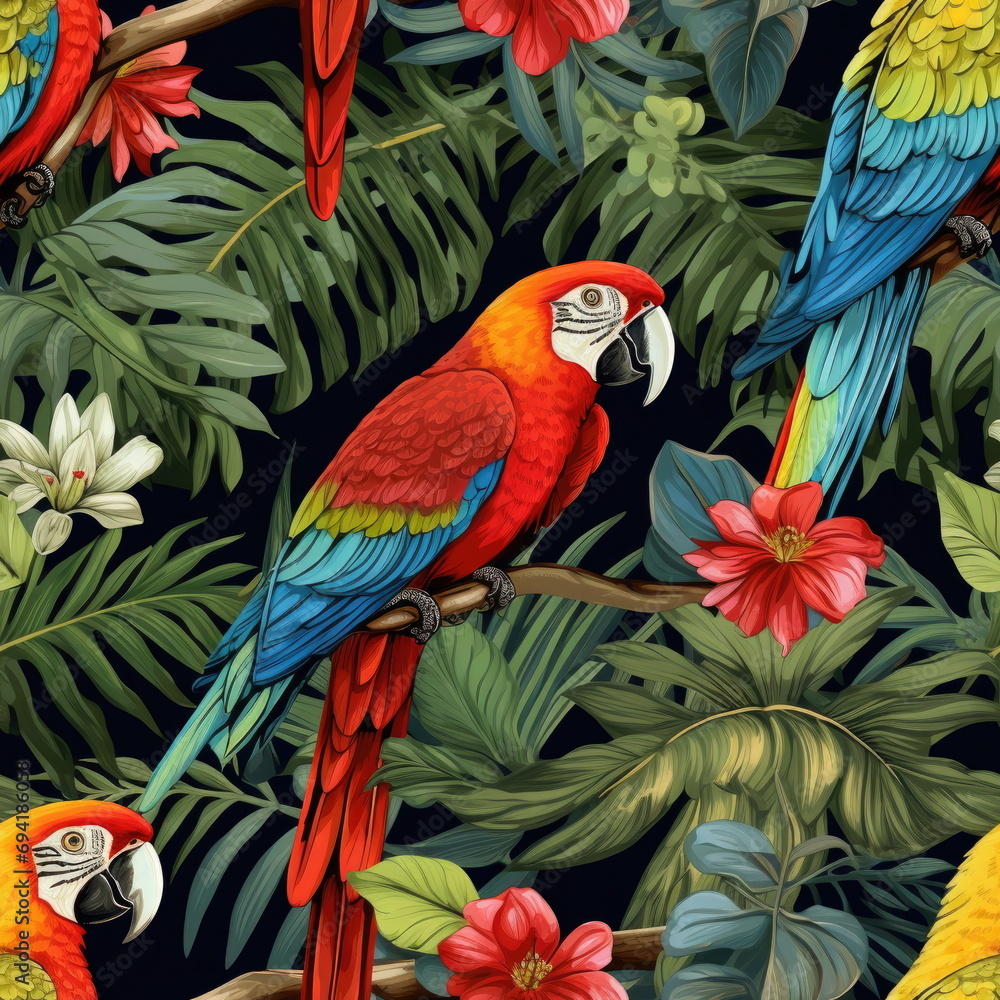 Obraz premium Seamless Pattern Parrot