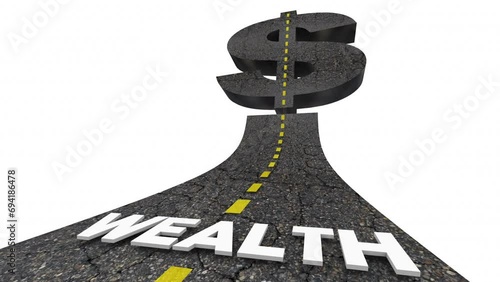 Road to Wealth Path Prosperity Grow Money Savings Assets 3d Animation photo
