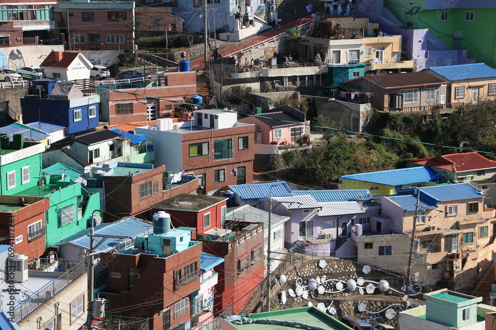 Colorful Houses in Gamcheon Cultural Village in Busan, South Korea