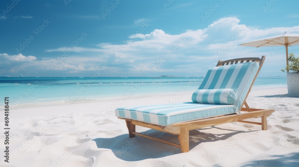 Obraz premium A photograph of sunbed on the beach