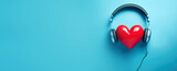 headphones with heart , listen to your heart and heart care concept