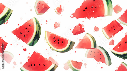 Hand drawn cartoon cut watermelon illustration

