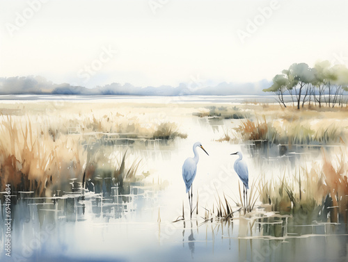 Egrets in the reeds photo