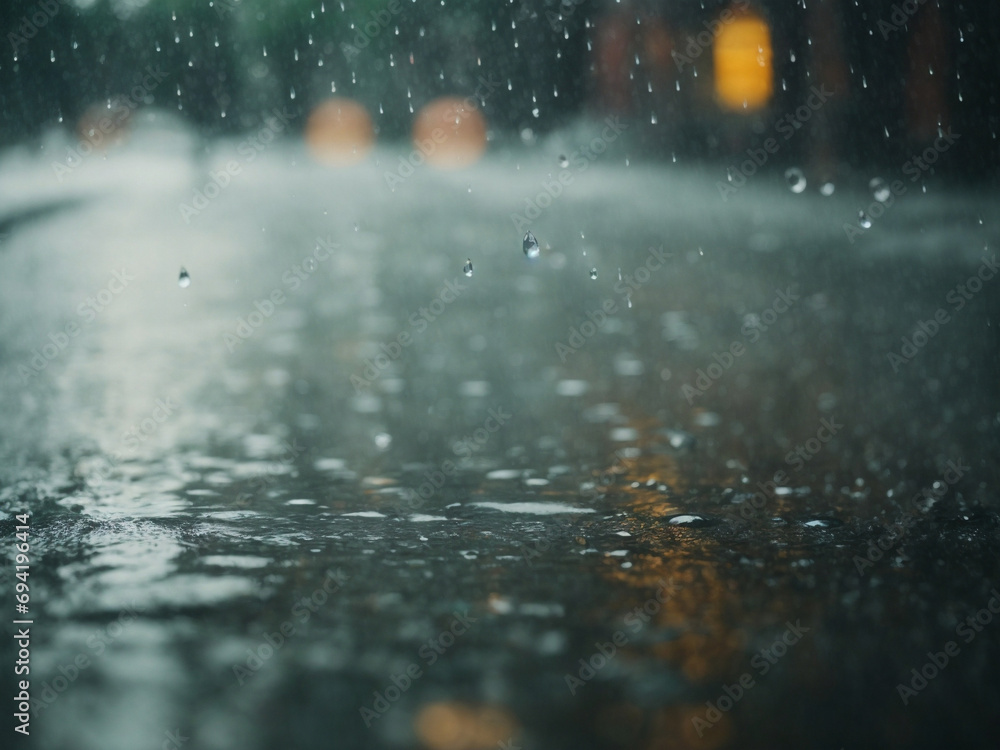 Image of a road battered by rain Image of a road battered by rain
