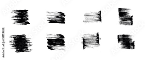Ink brush strokes and brush template with grunge splashes. Vector collection of black ink brush strokes. Dirty artistic design elements eps 10
